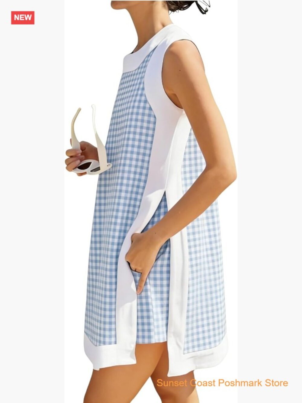 Two Piece Set Sleeveless Tank Tops Matching Shorts Gingham Check Outfits